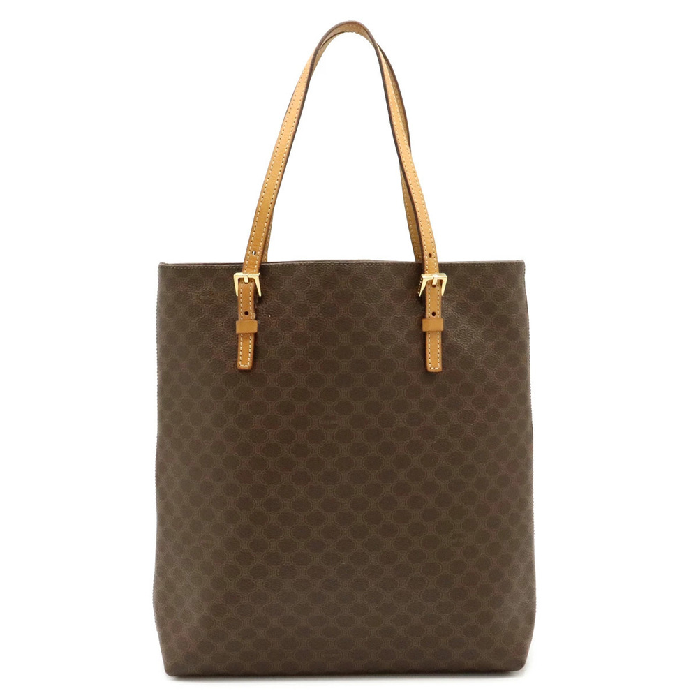Celine Macadam Tote Bag Shoulder Leather Brown Dark